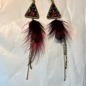 Beaded feather earrings